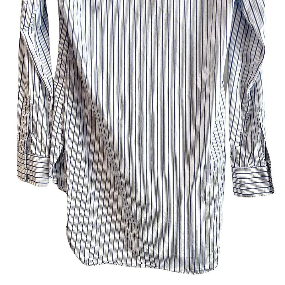 Frank & Eileen Grayson Navy Blue Stripe Cotton Button Down Shirt XS - Picture 10 of 11
